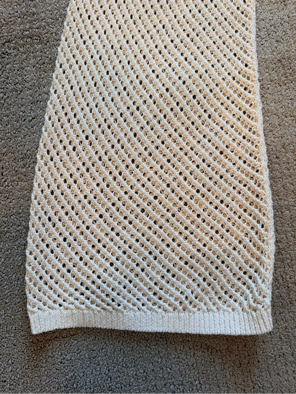 A.L.C. Cream Open-Knit Crochet Flared Pants